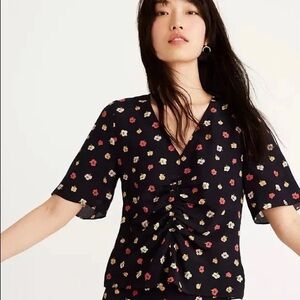 Madewell Black Floral Blouse